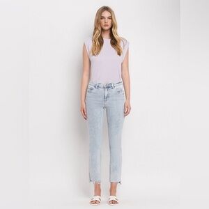 New Lovervet by Vervet High Rise Slim Straight Jeans w/ Frayed Hem Sz 13